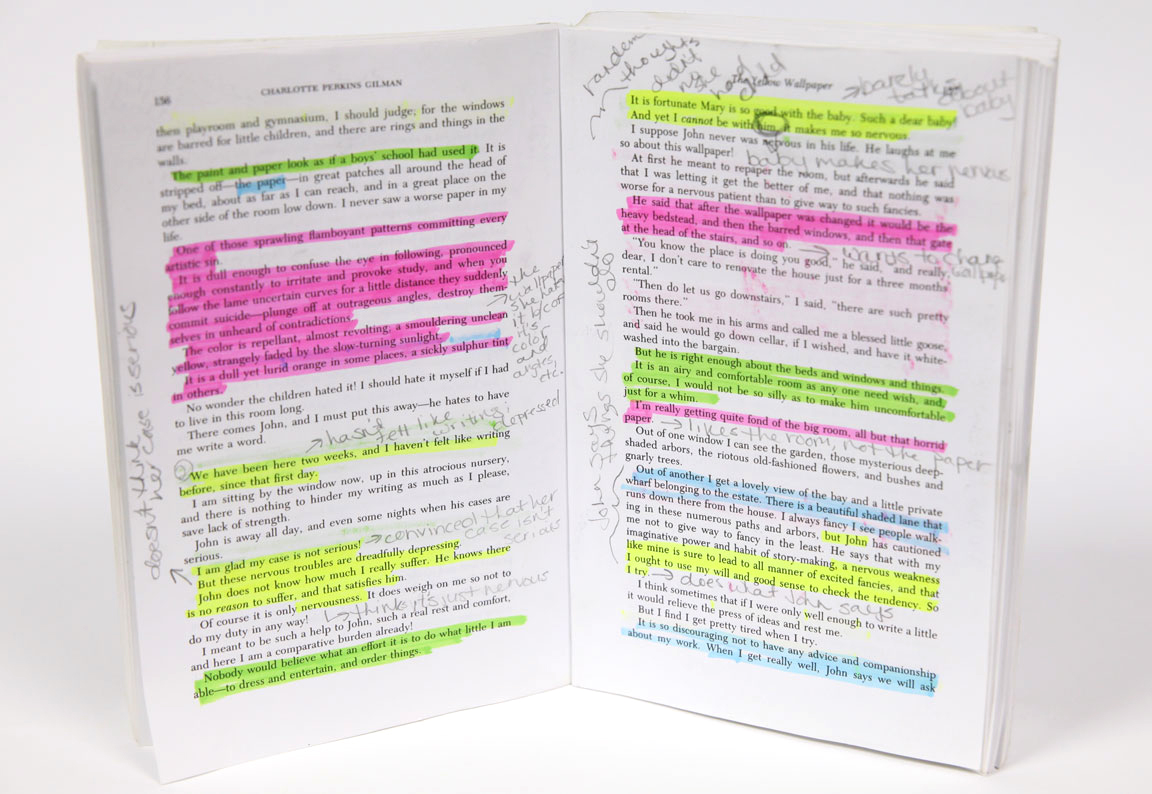 Unacceptable book condition example: excessive highlighting
